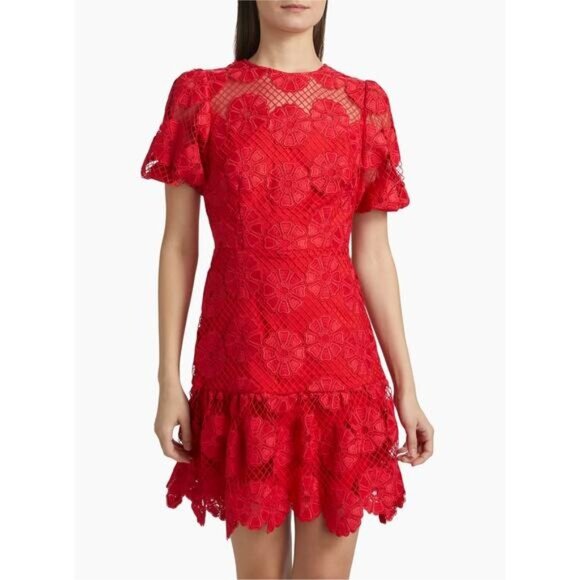 Milly Yasmin Lace Minidress Women's Size 4 Red NWOT - Picture 2 of 7